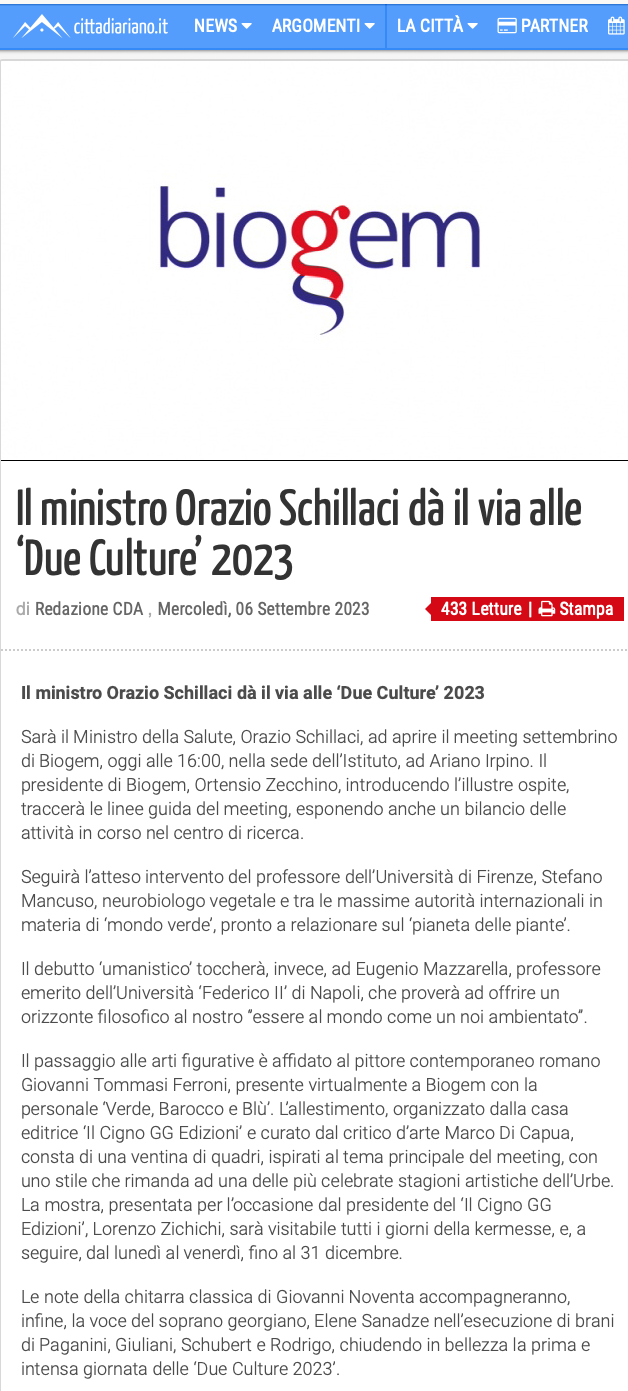 Il ministro Orazio Schillaci dà il via alle ‘Due Culture’ 2023